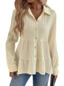 Tops for Women || Button-Up Tunic || Women Shirt ( Off White)