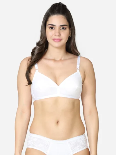 Single layered pointed seamed cup medium coverage bra
