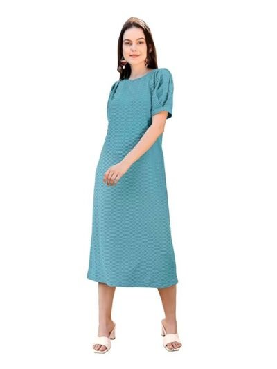 Women’s A-Line Below Knee Length Dress(Dusty)