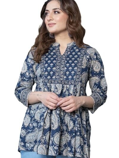 Women's Pure Cotton Paisley Printed Tunic Top – Comfortable Everyday Wear